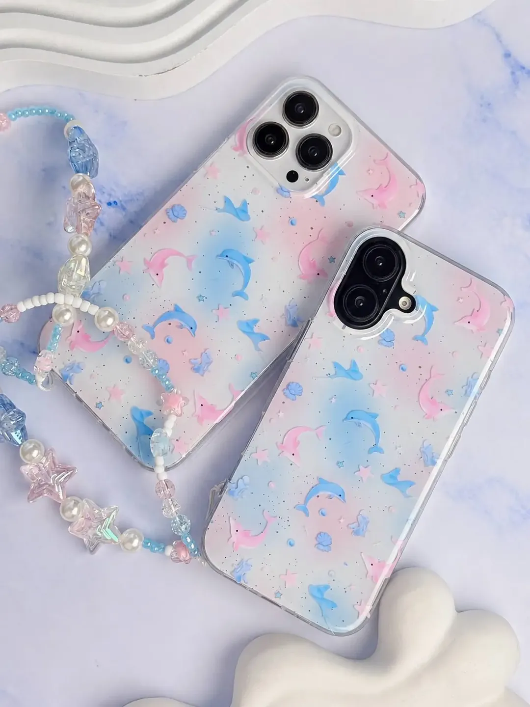 قاب دلفین Pastel Star Dolphin با آویز(آیفون)